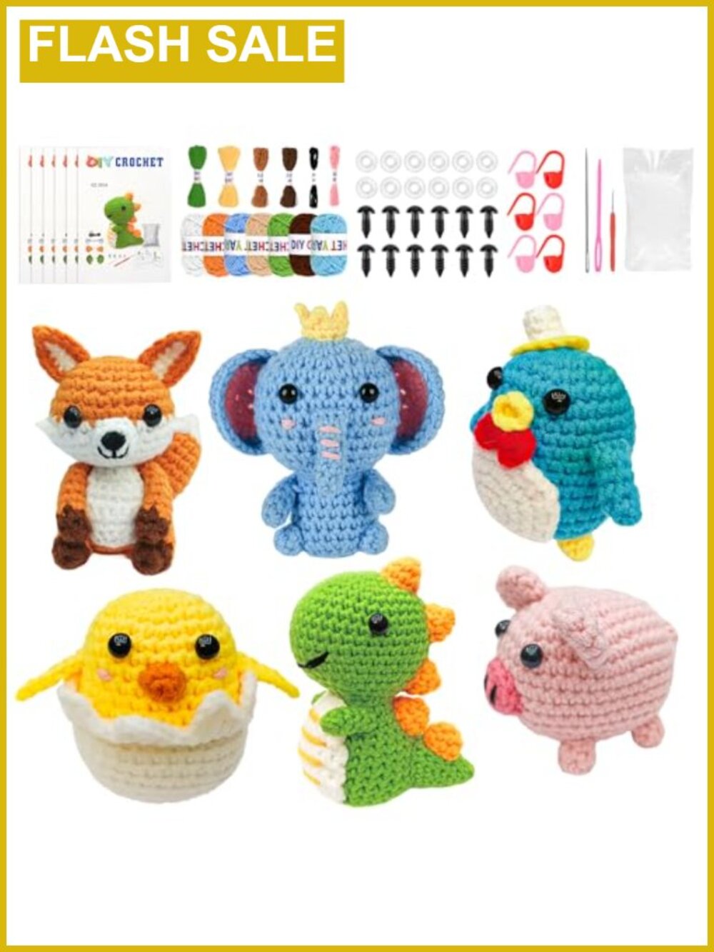 Mobelixy 6PCS Crochet Kit for Beginners with Video Tutorials